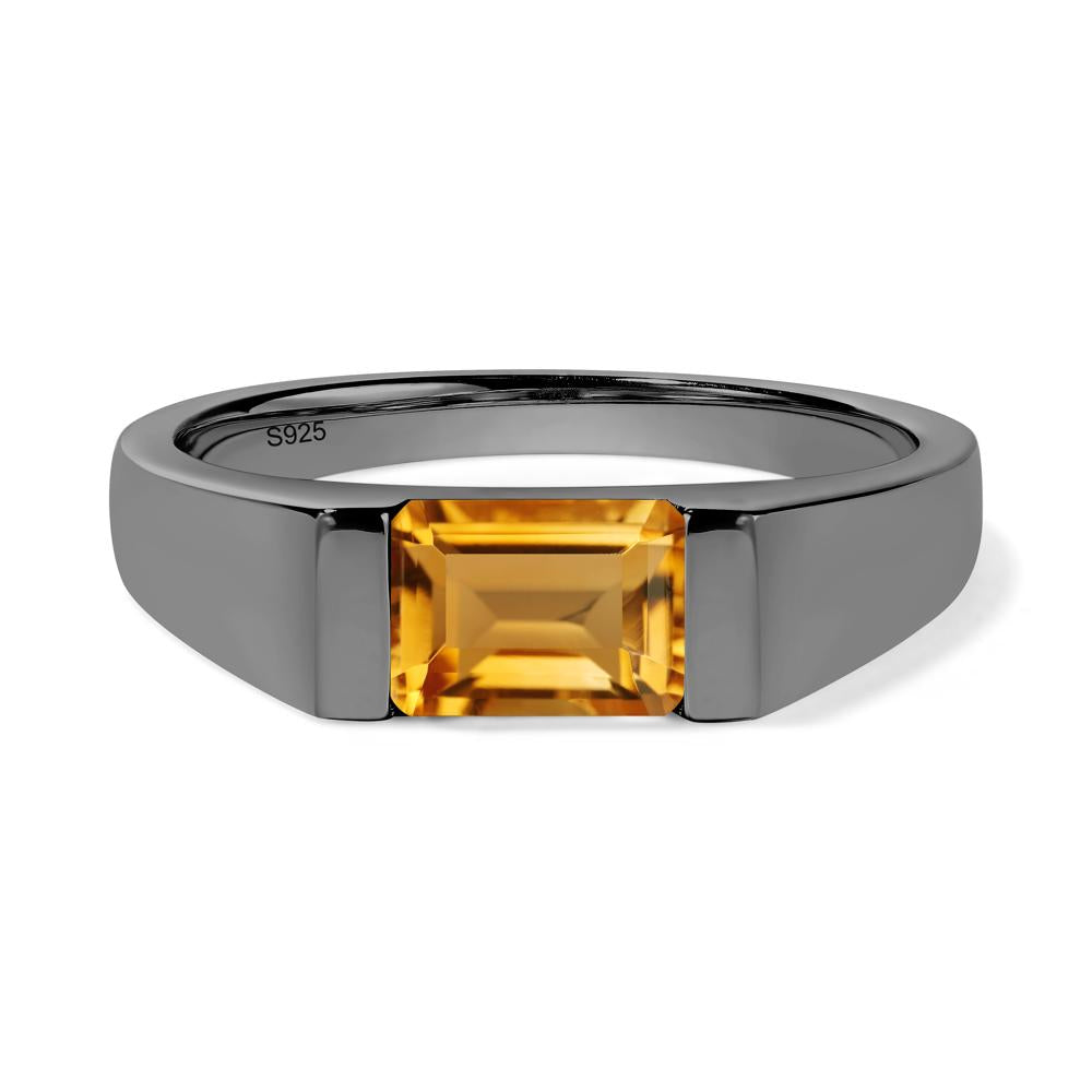 Horizontal Citrine Gender Neutral Ring - LUO Jewelry #metal_black finish sterling silver