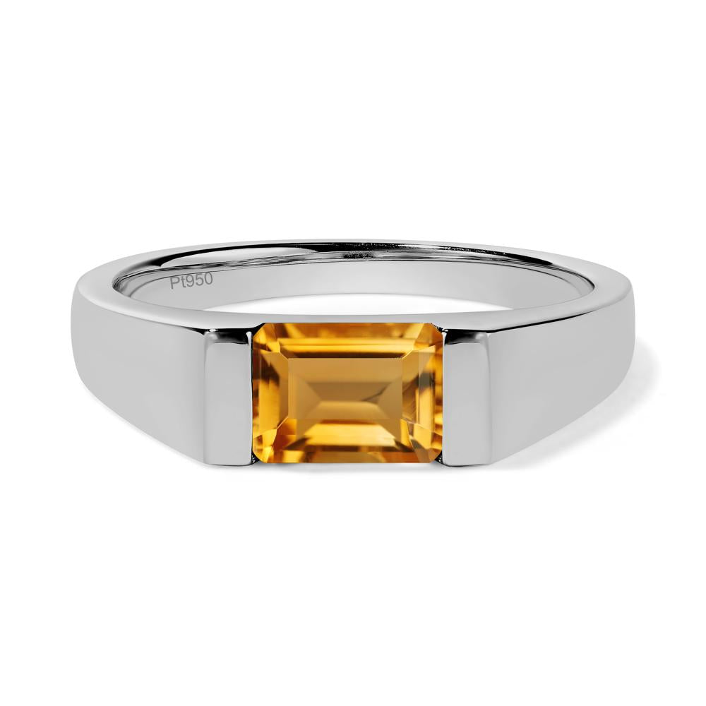 Horizontal Citrine Gender Neutral Ring - LUO Jewelry #metal_platinum