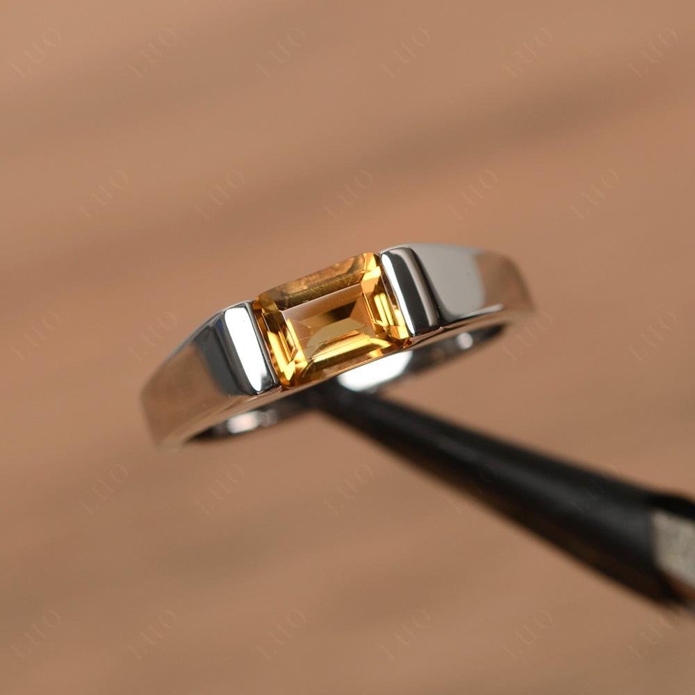 Horizontal Citrine Gender Neutral Ring - LUO Jewelry