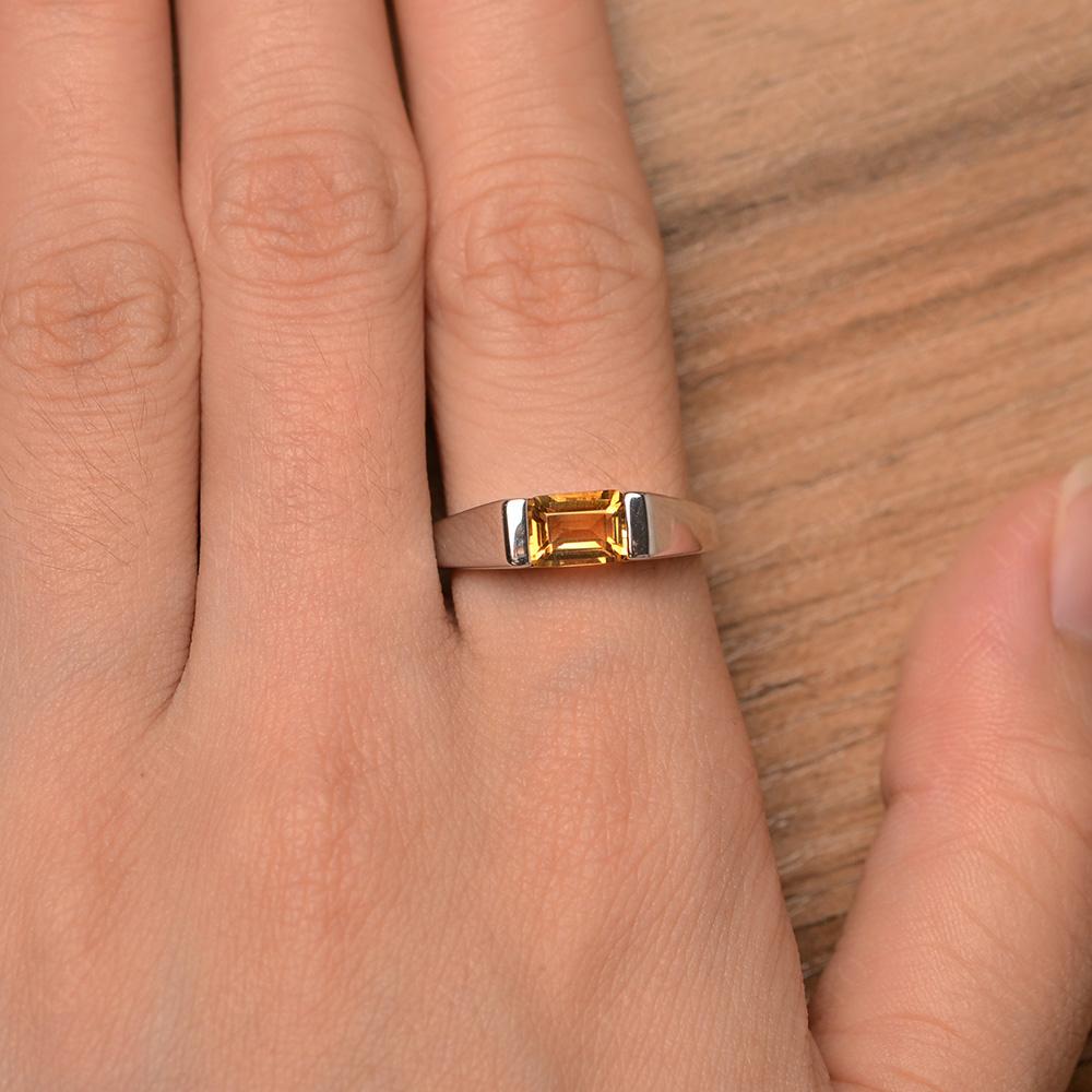 Horizontal Citrine Gender Neutral Ring - LUO Jewelry