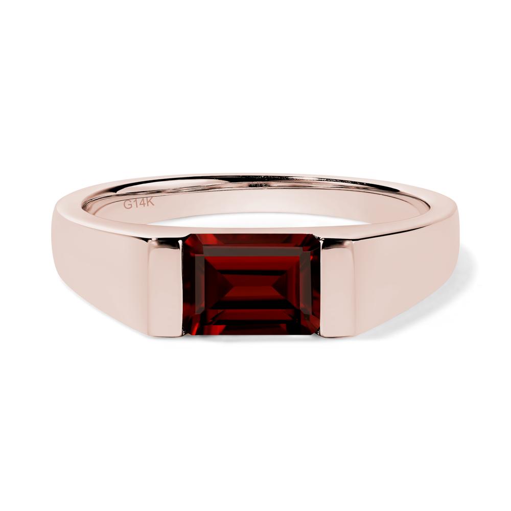 Horizontal Garnet Gender Neutral Ring - LUO Jewelry #metal_14k rose gold