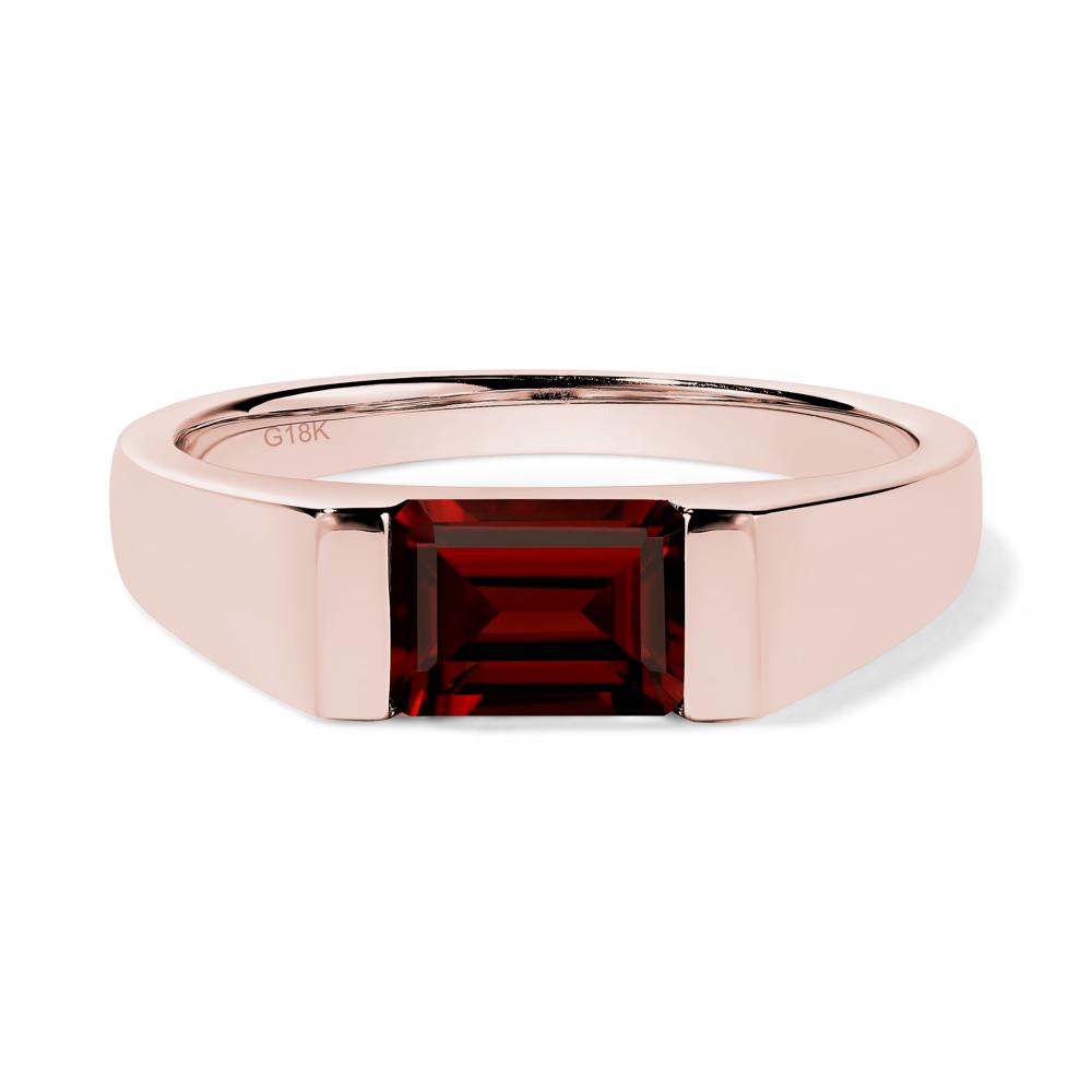 Horizontal Garnet Gender Neutral Ring - LUO Jewelry #metal_18k rose gold