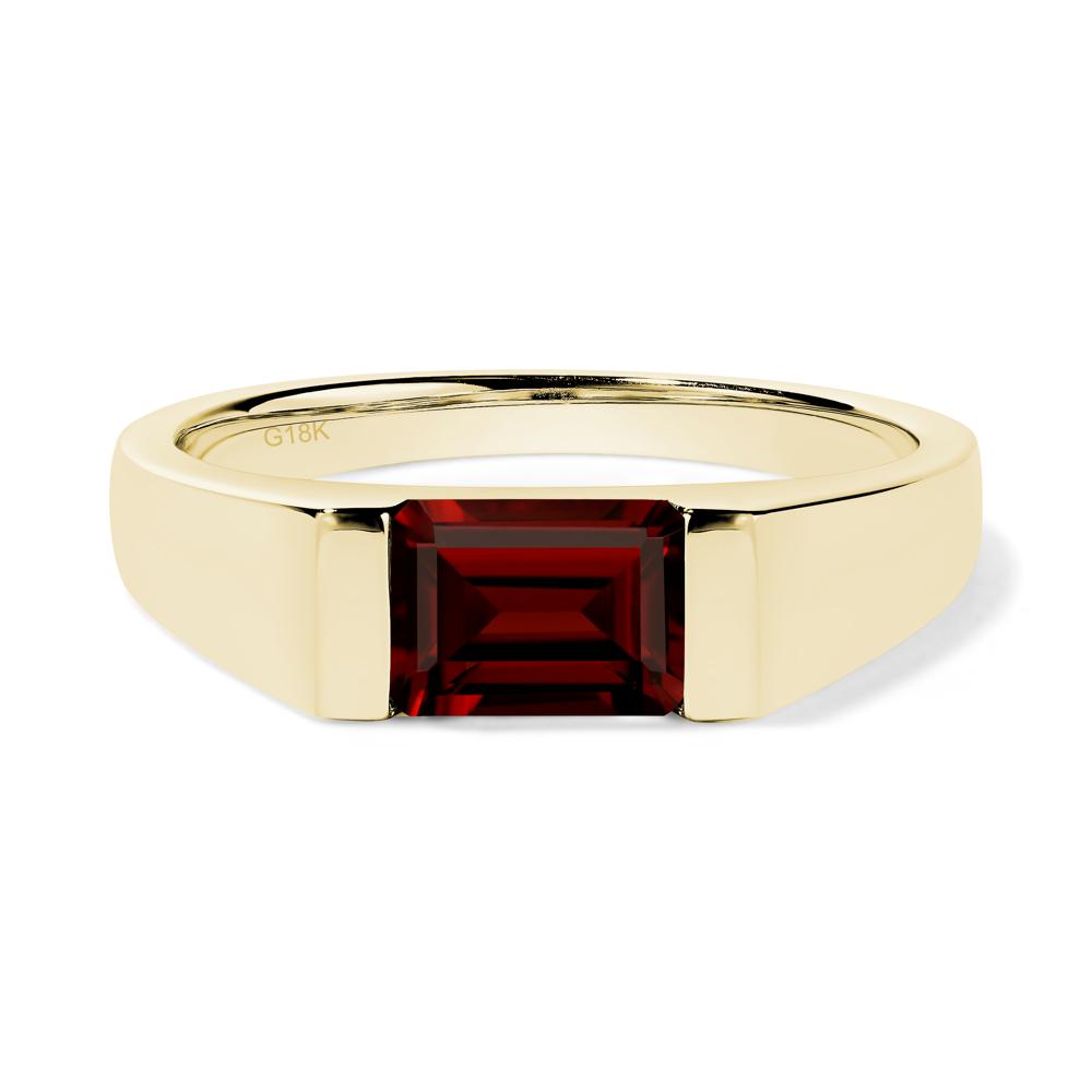 Horizontal Garnet Gender Neutral Ring - LUO Jewelry #metal_18k yellow gold