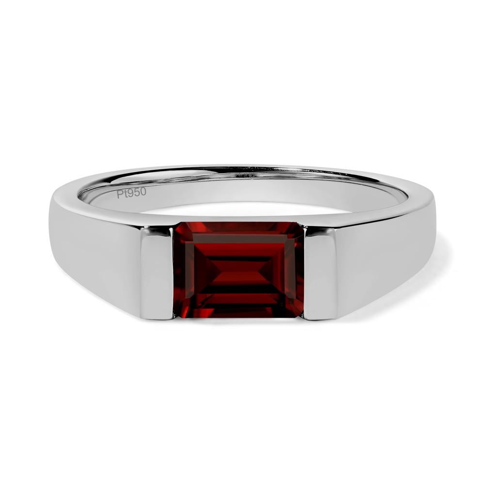 Horizontal Garnet Gender Neutral Ring - LUO Jewelry #metal_platinum