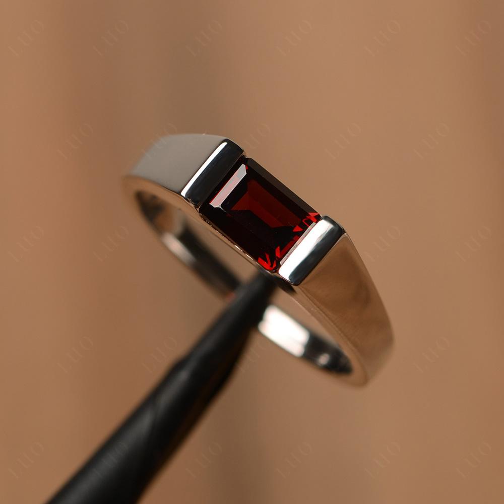 Horizontal Garnet Gender Neutral Ring - LUO Jewelry