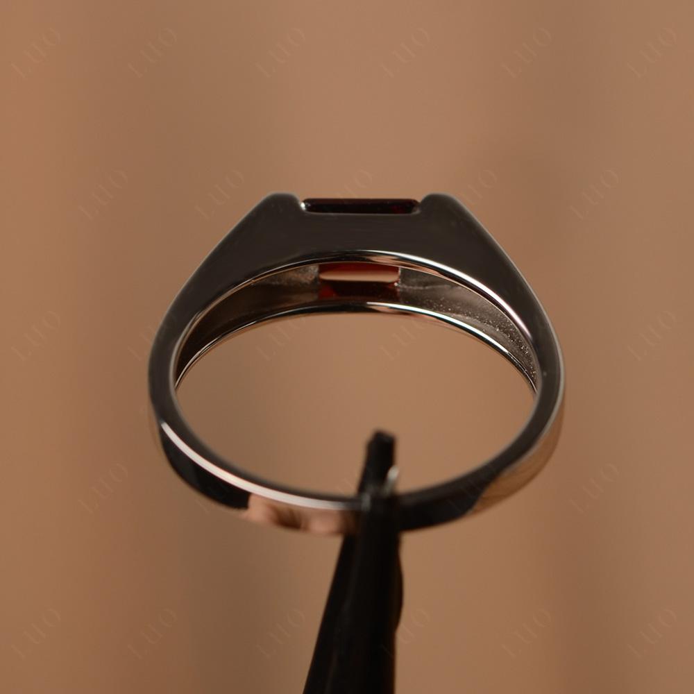 Horizontal Garnet Gender Neutral Ring - LUO Jewelry