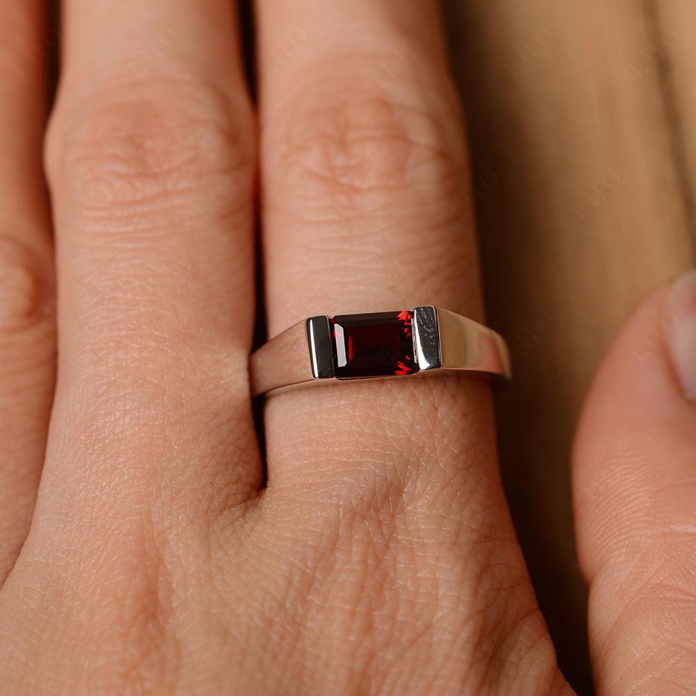 Horizontal Garnet Gender Neutral Ring - LUO Jewelry