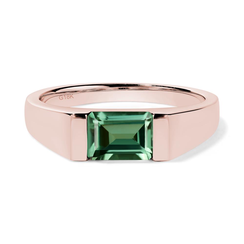 Horizontal Lab Green Sapphire Gender Neutral Ring - LUO Jewelry #metal_18k rose gold