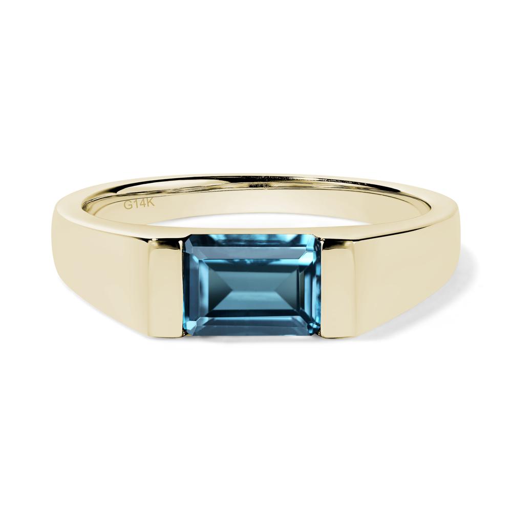 Horizontal London Blue Topaz Gender Neutral Ring - LUO Jewelry #metal_14k yellow gold