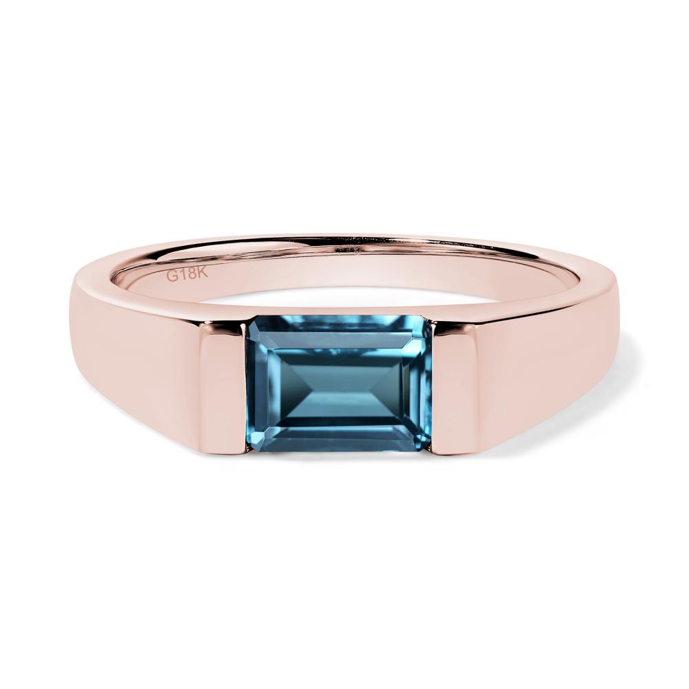 Horizontal London Blue Topaz Gender Neutral Ring - LUO Jewelry #metal_18k rose gold