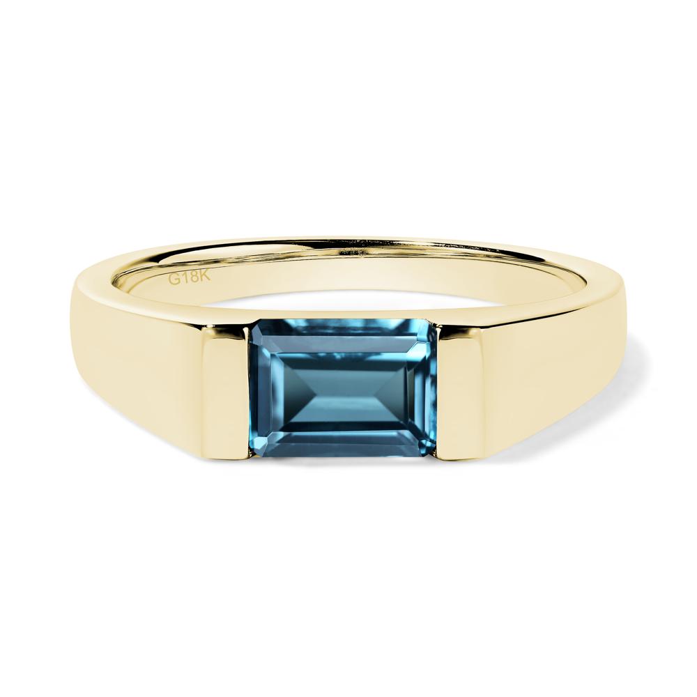 Horizontal London Blue Topaz Gender Neutral Ring - LUO Jewelry #metal_18k yellow gold