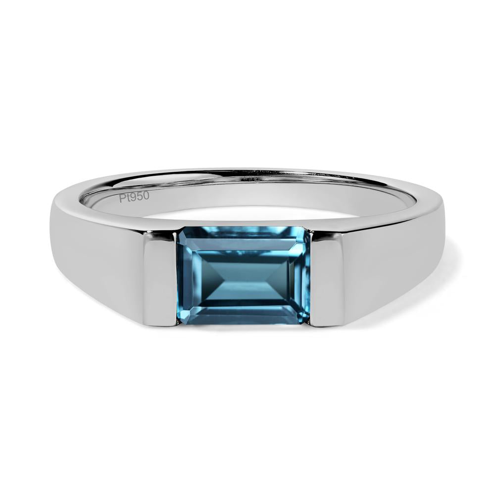 Horizontal London Blue Topaz Gender Neutral Ring - LUO Jewelry #metal_platinum
