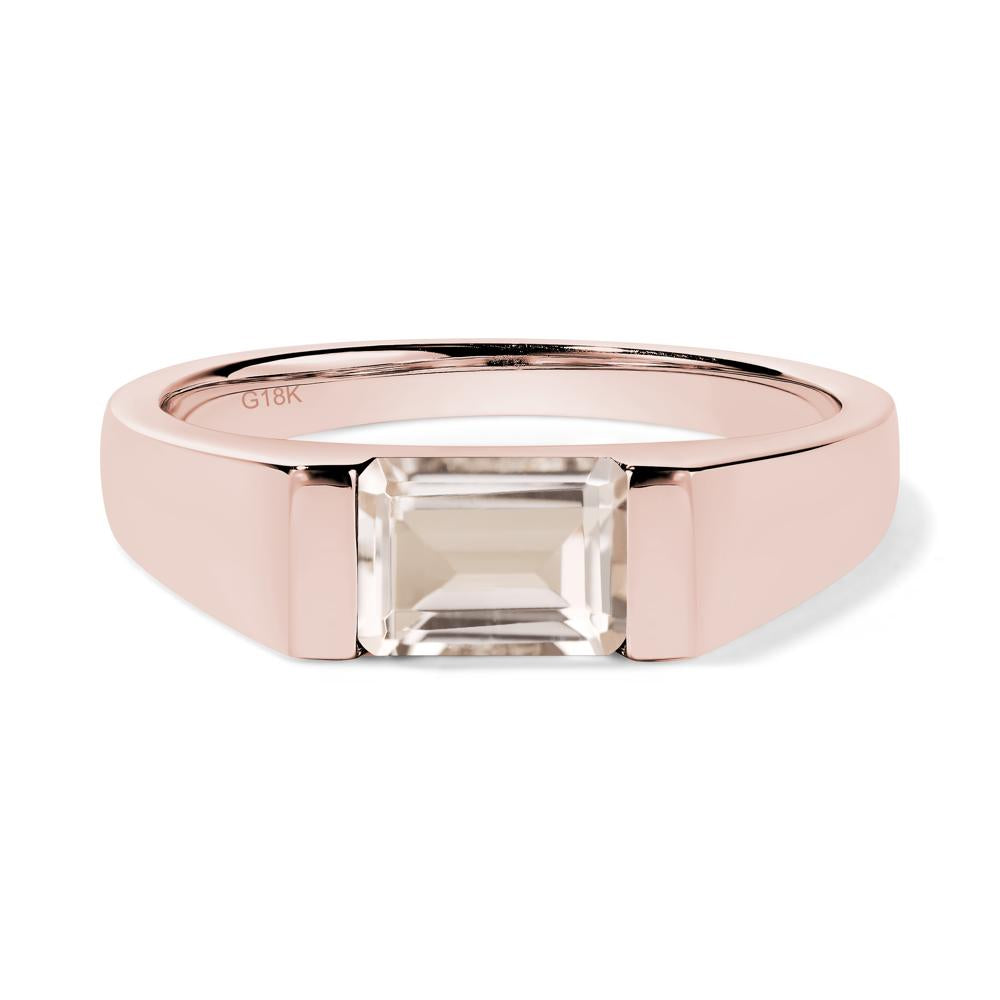 Horizontal Morganite Gender Neutral Ring - LUO Jewelry #metal_18k rose gold