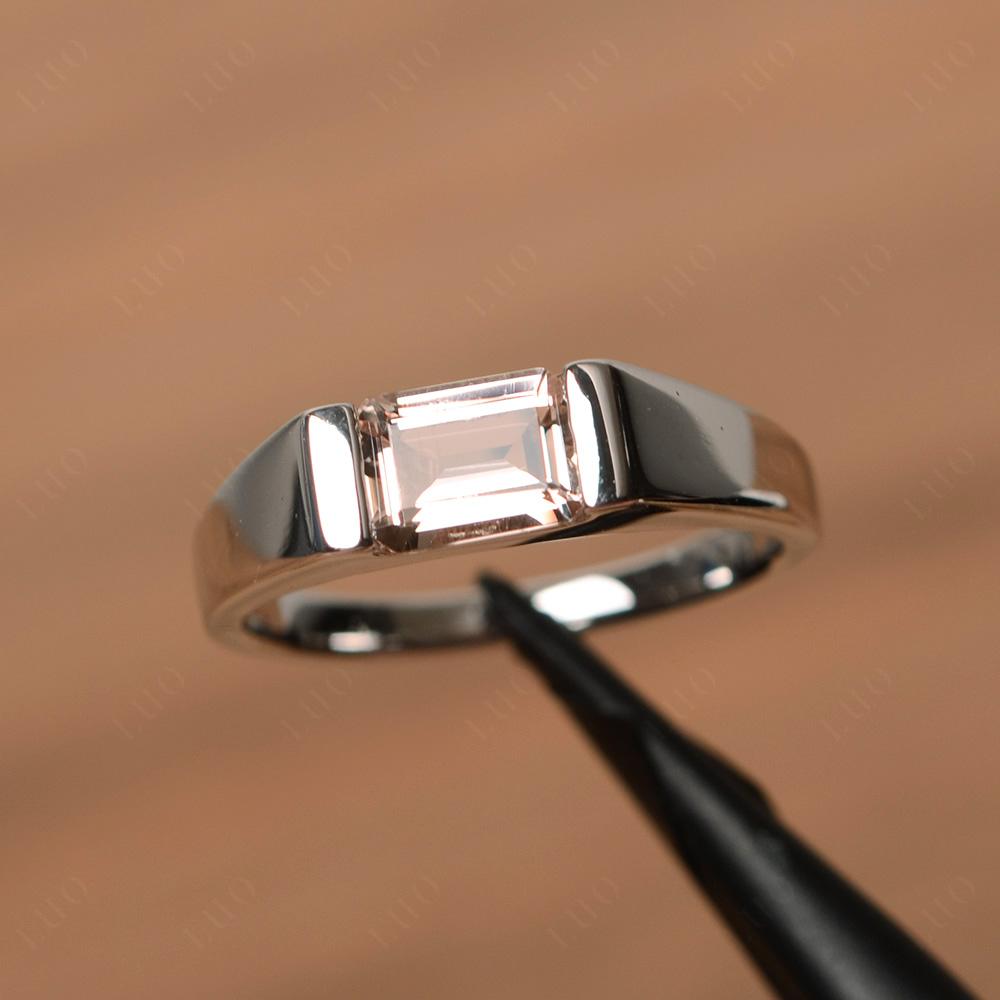 Horizontal Morganite Gender Neutral Ring - LUO Jewelry