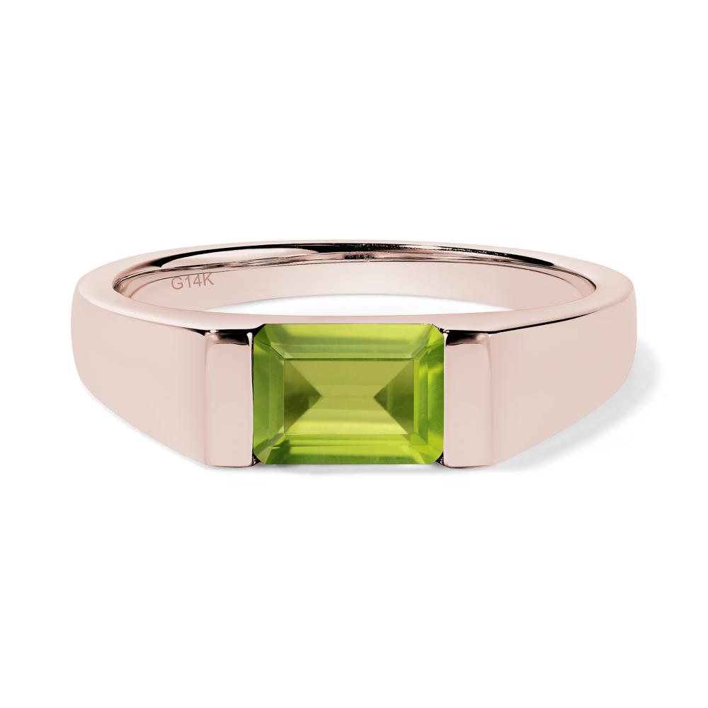 Horizontal Peridot Gender Neutral Ring - LUO Jewelry #metal_14k rose gold