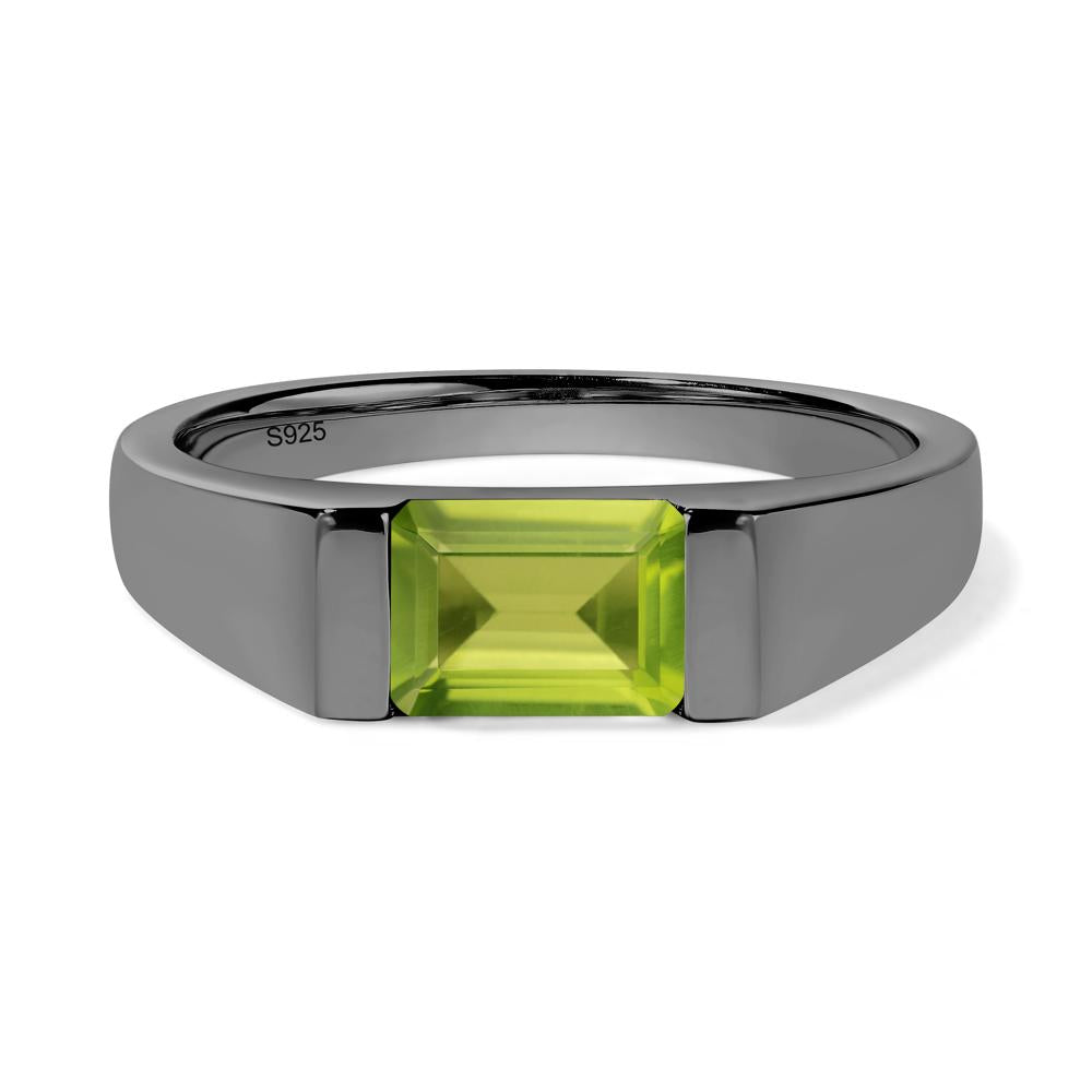 Horizontal Peridot Gender Neutral Ring - LUO Jewelry #metal_black finish sterling silver