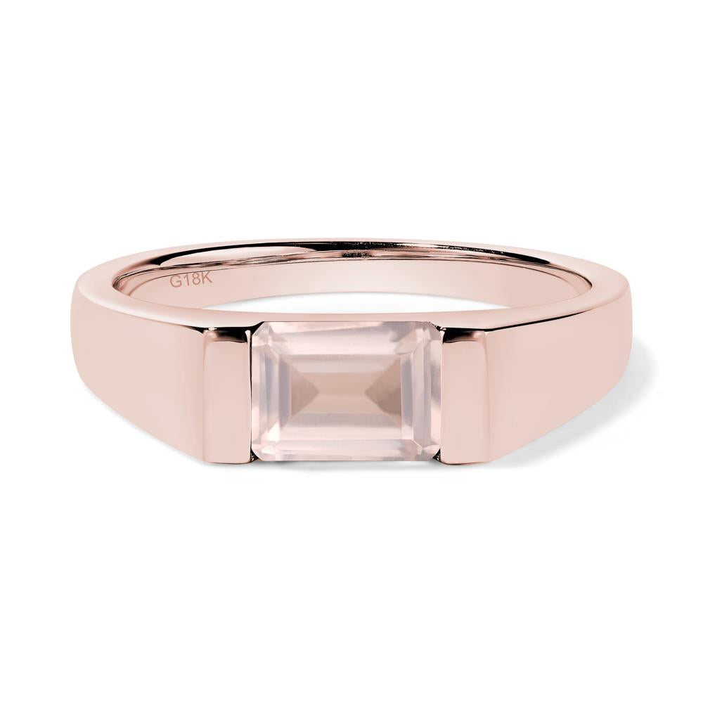 Horizontal Rose Quartz Gender Neutral Ring - LUO Jewelry #metal_18k rose gold