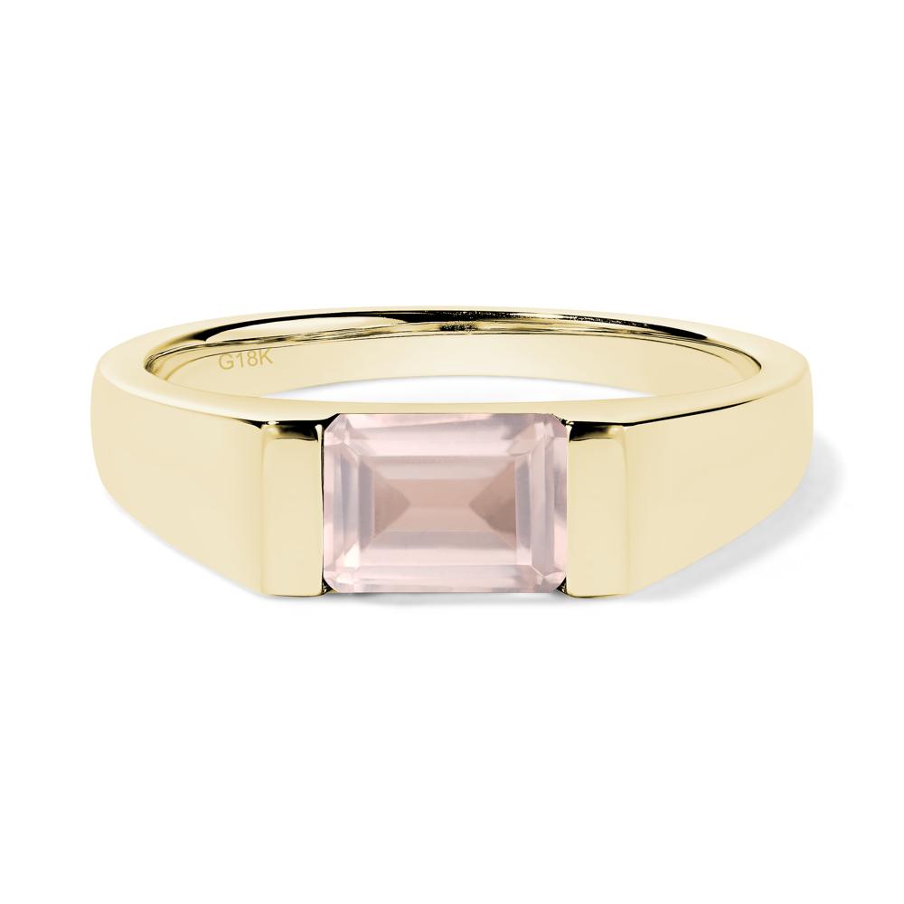 Horizontal Rose Quartz Gender Neutral Ring - LUO Jewelry #metal_18k yellow gold