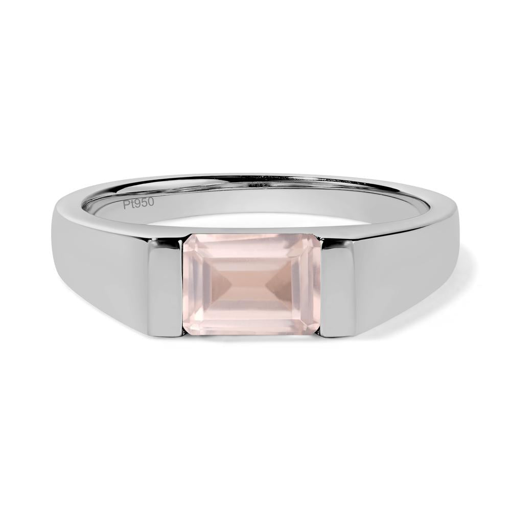 Horizontal Rose Quartz Gender Neutral Ring - LUO Jewelry #metal_platinum