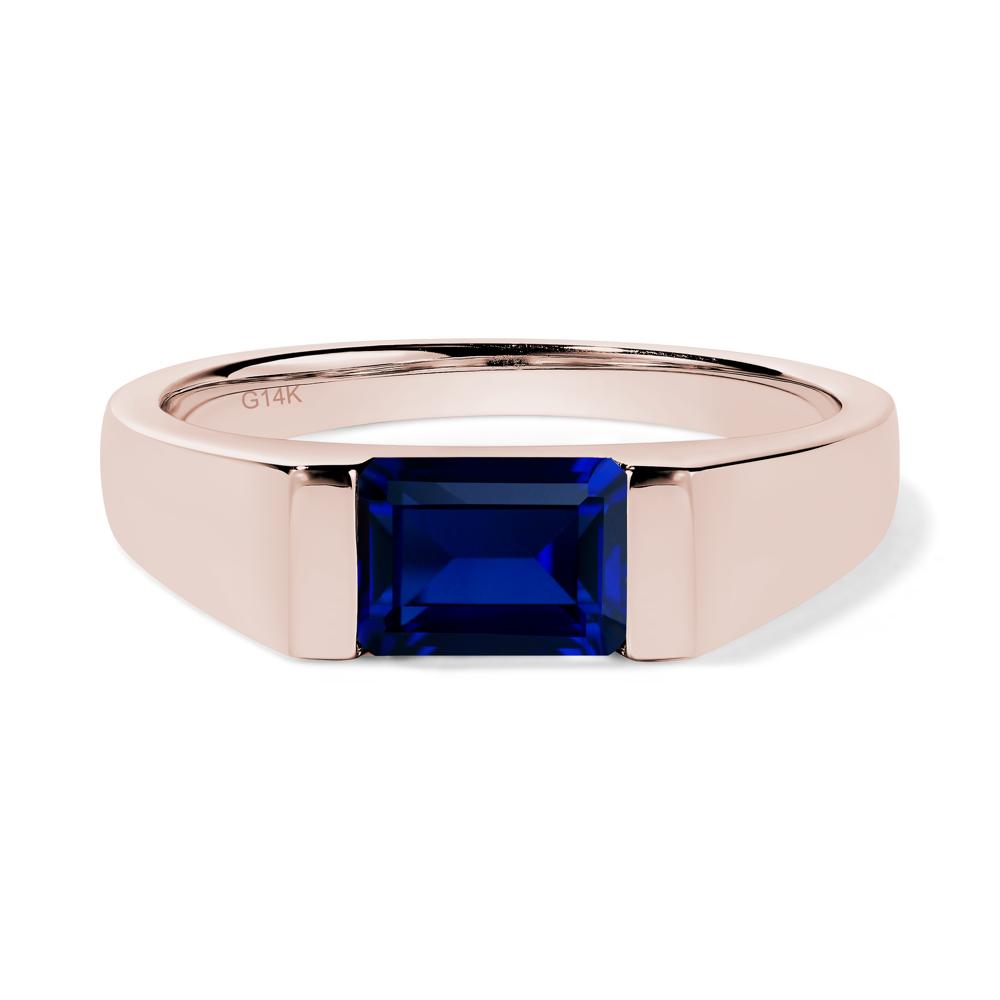 Horizontal Sapphire Gender Neutral Ring - LUO Jewelry #metal_14k rose gold