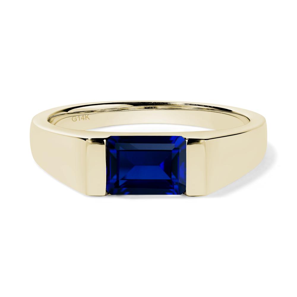 Horizontal Sapphire Gender Neutral Ring - LUO Jewelry #metal_14k yellow gold