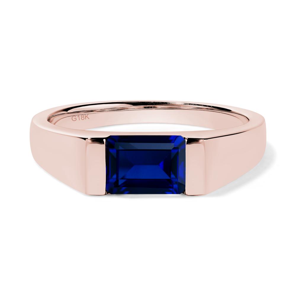 Horizontal Sapphire Gender Neutral Ring - LUO Jewelry #metal_18k rose gold