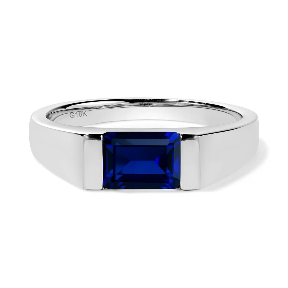 Horizontal Sapphire Gender Neutral Ring - LUO Jewelry #metal_18k white gold