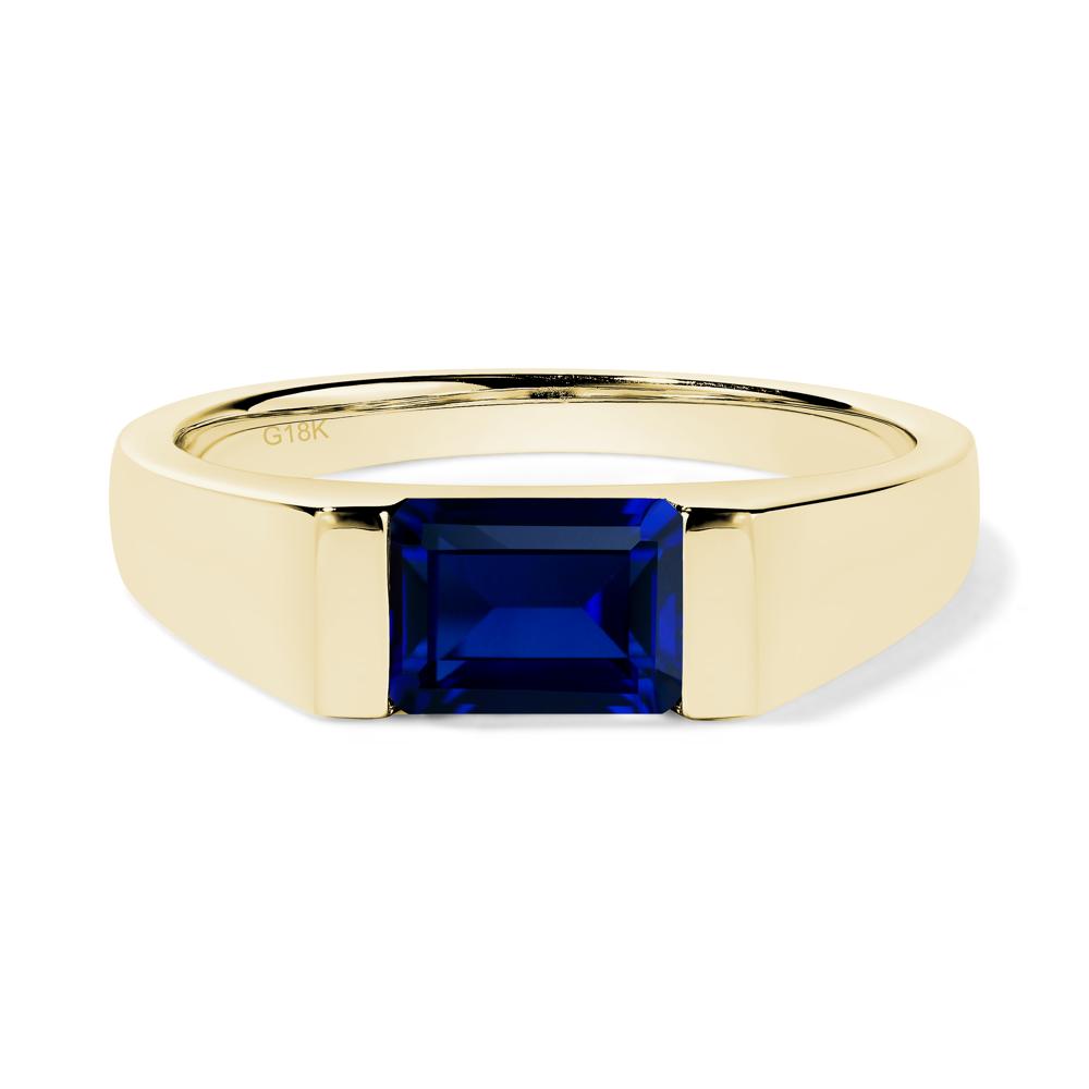 Horizontal Sapphire Gender Neutral Ring - LUO Jewelry #metal_18k yellow gold