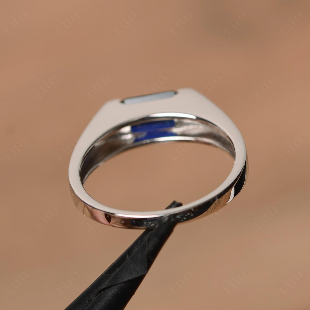 Horizontal Sapphire Gender Neutral Ring - LUO Jewelry