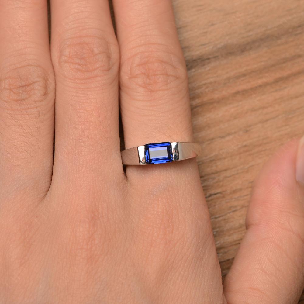 Horizontal Sapphire Gender Neutral Ring - LUO Jewelry