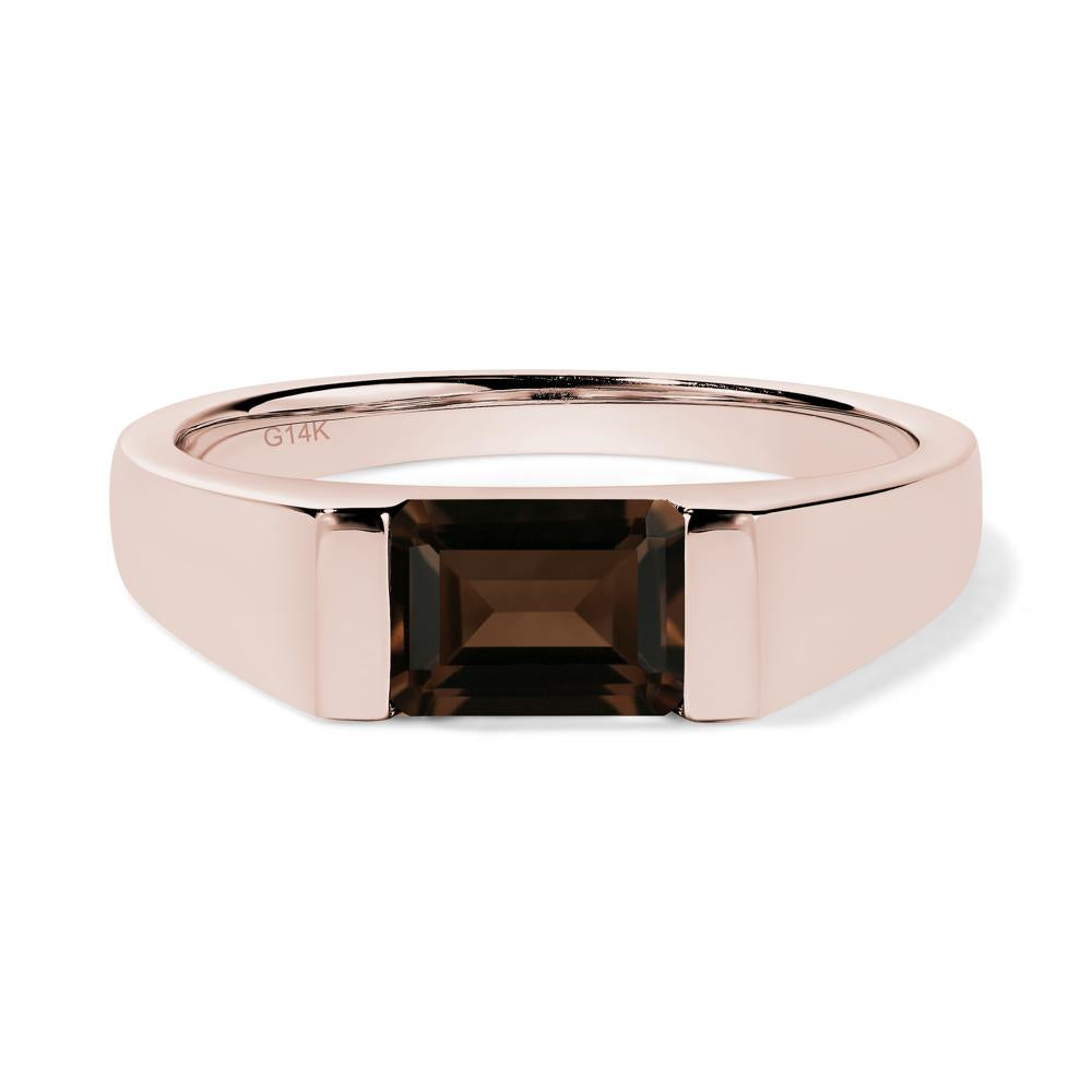 Horizontal Smoky Quartz Gender Neutral Ring - LUO Jewelry #metal_14k rose gold
