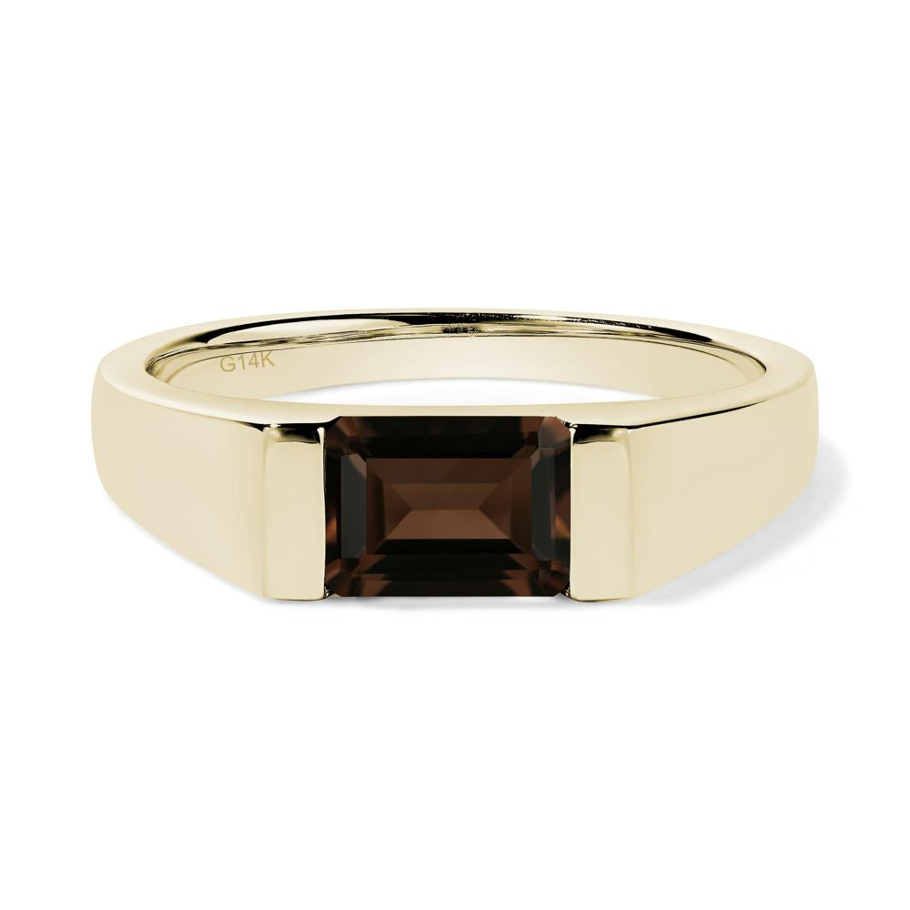 Horizontal Smoky Quartz Gender Neutral Ring - LUO Jewelry #metal_14k yellow gold