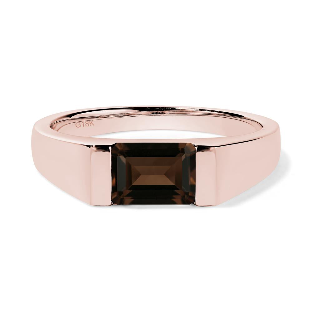 Horizontal Smoky Quartz Gender Neutral Ring - LUO Jewelry #metal_18k rose gold
