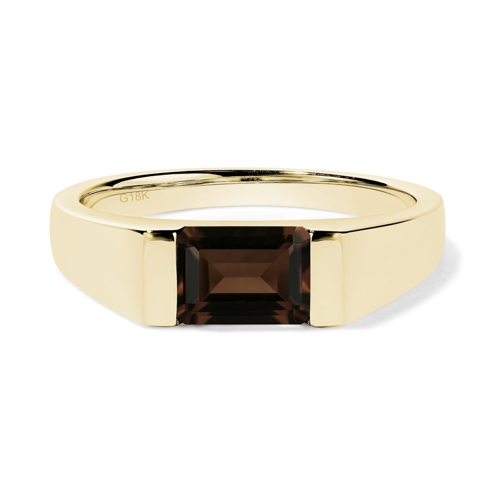 Horizontal Smoky Quartz Gender Neutral Ring - LUO Jewelry #metal_18k yellow gold
