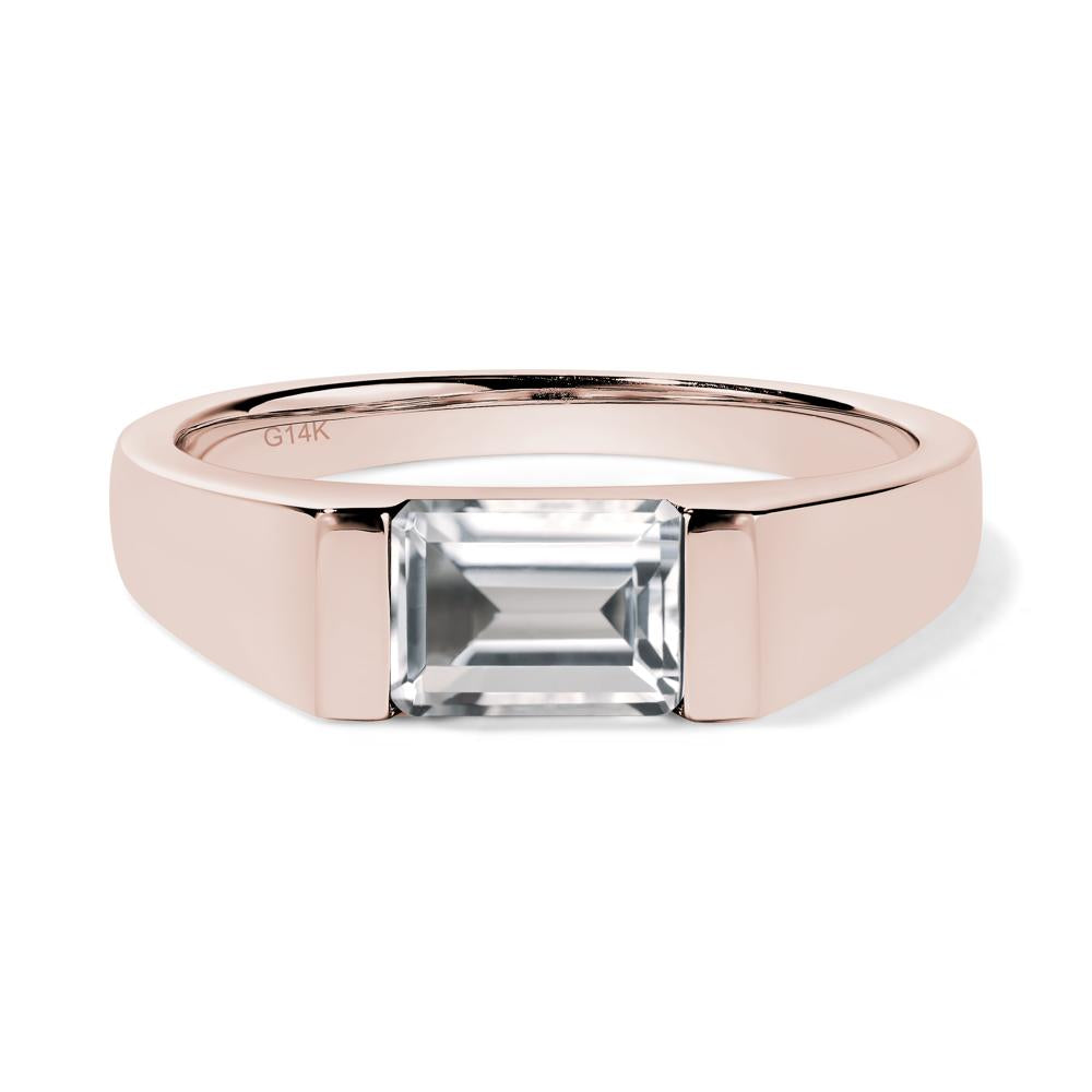 Horizontal White Topaz Gender Neutral Ring - LUO Jewelry #metal_14k rose gold