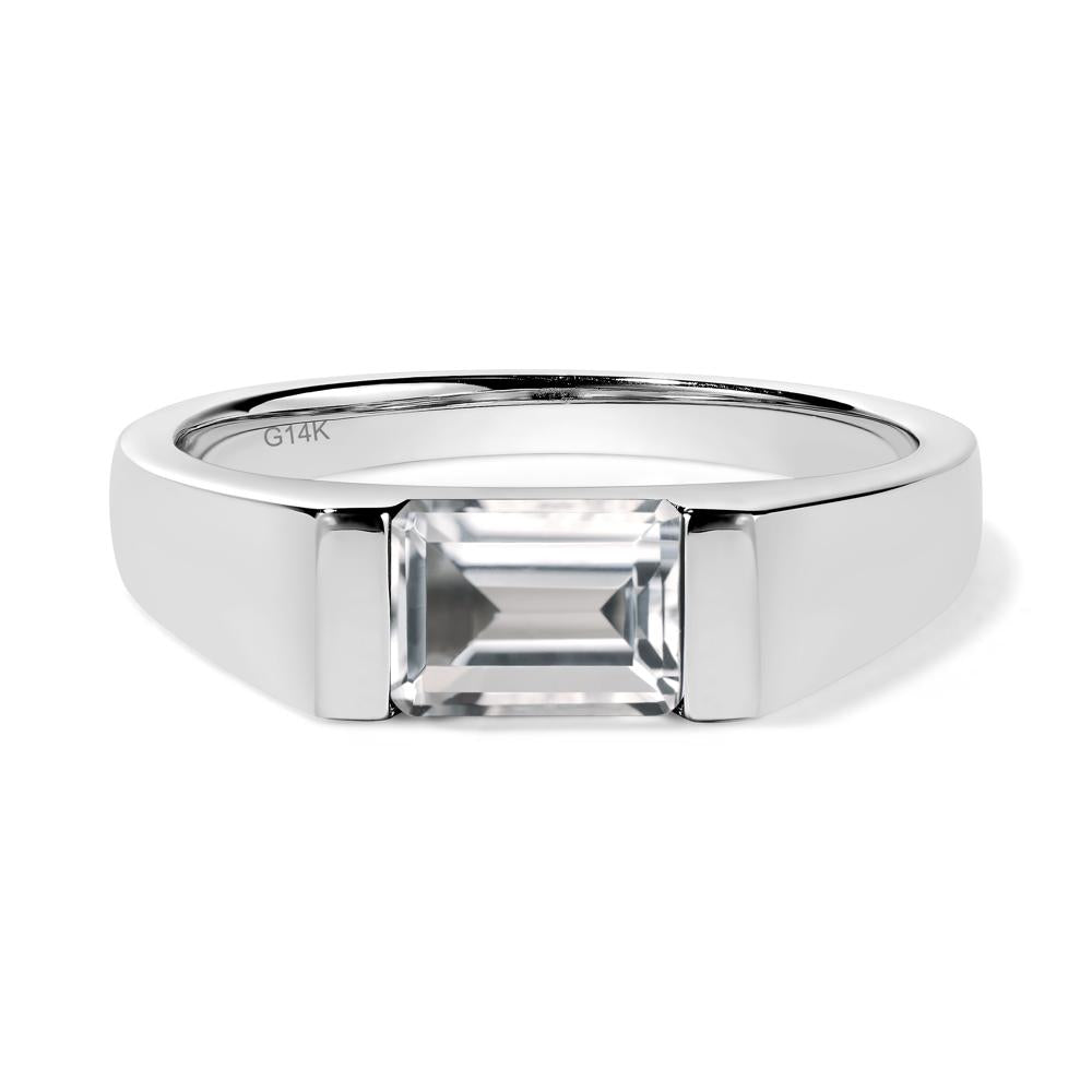 Horizontal White Topaz Gender Neutral Ring - LUO Jewelry #metal_14k white gold