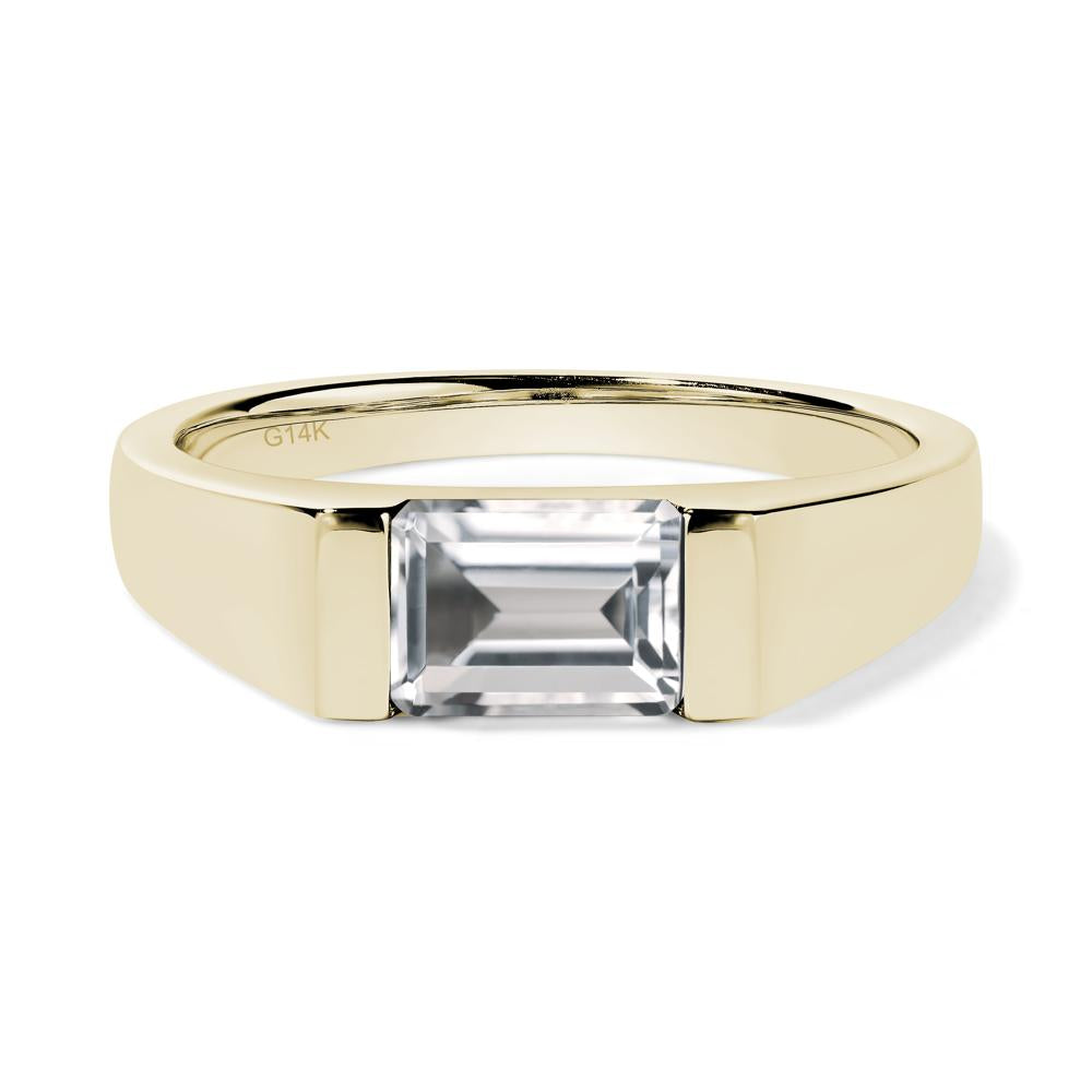 Horizontal White Topaz Gender Neutral Ring - LUO Jewelry #metal_14k yellow gold