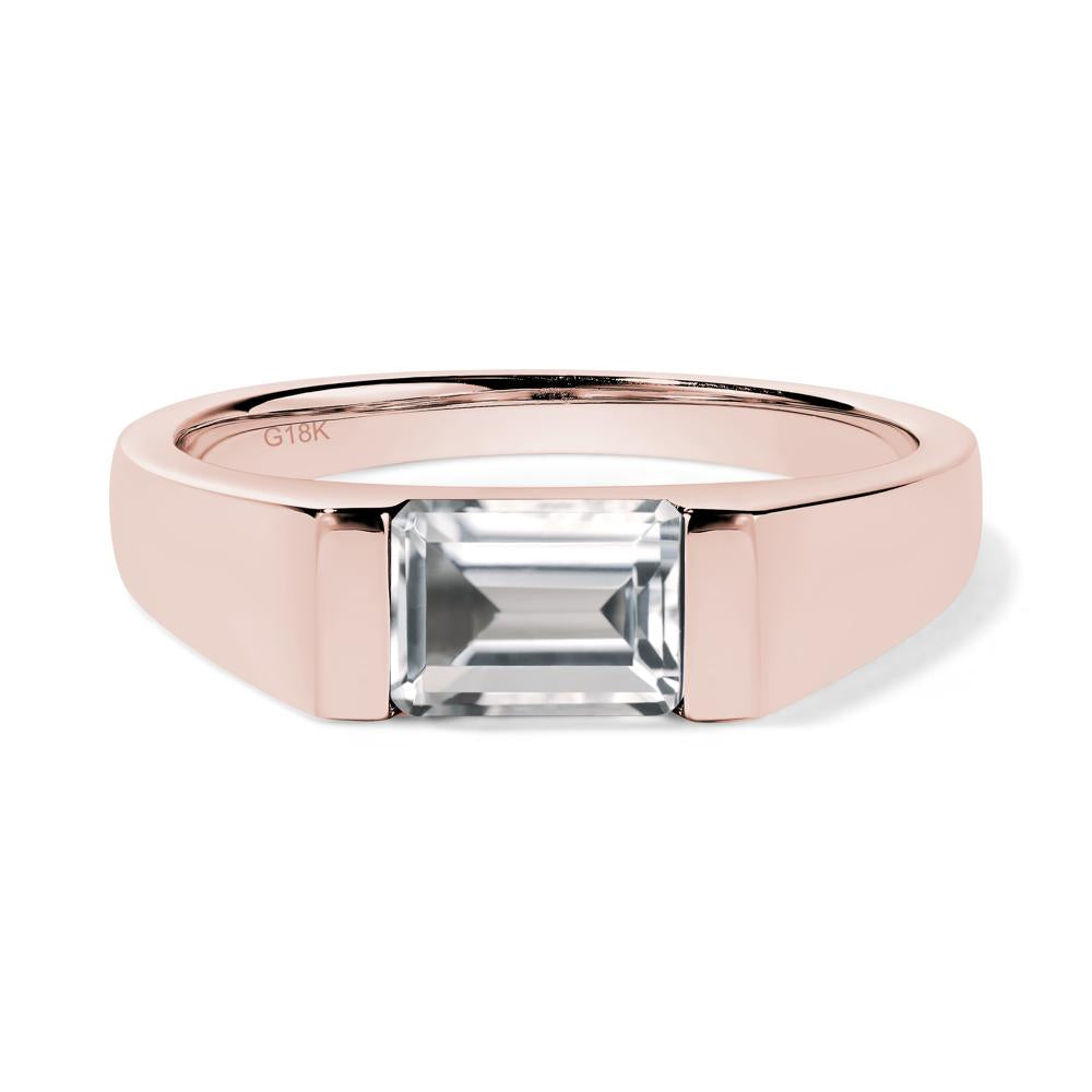 Horizontal White Topaz Gender Neutral Ring - LUO Jewelry #metal_18k rose gold