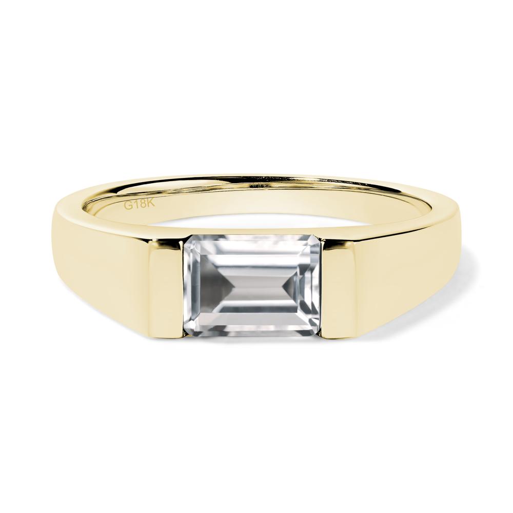 Horizontal White Topaz Gender Neutral Ring - LUO Jewelry #metal_18k yellow gold
