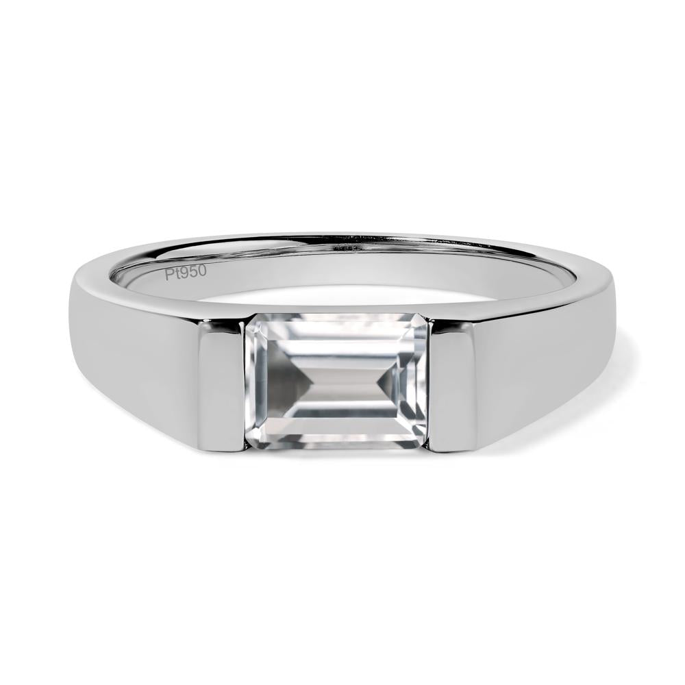 Horizontal White Topaz Gender Neutral Ring - LUO Jewelry #metal_platinum