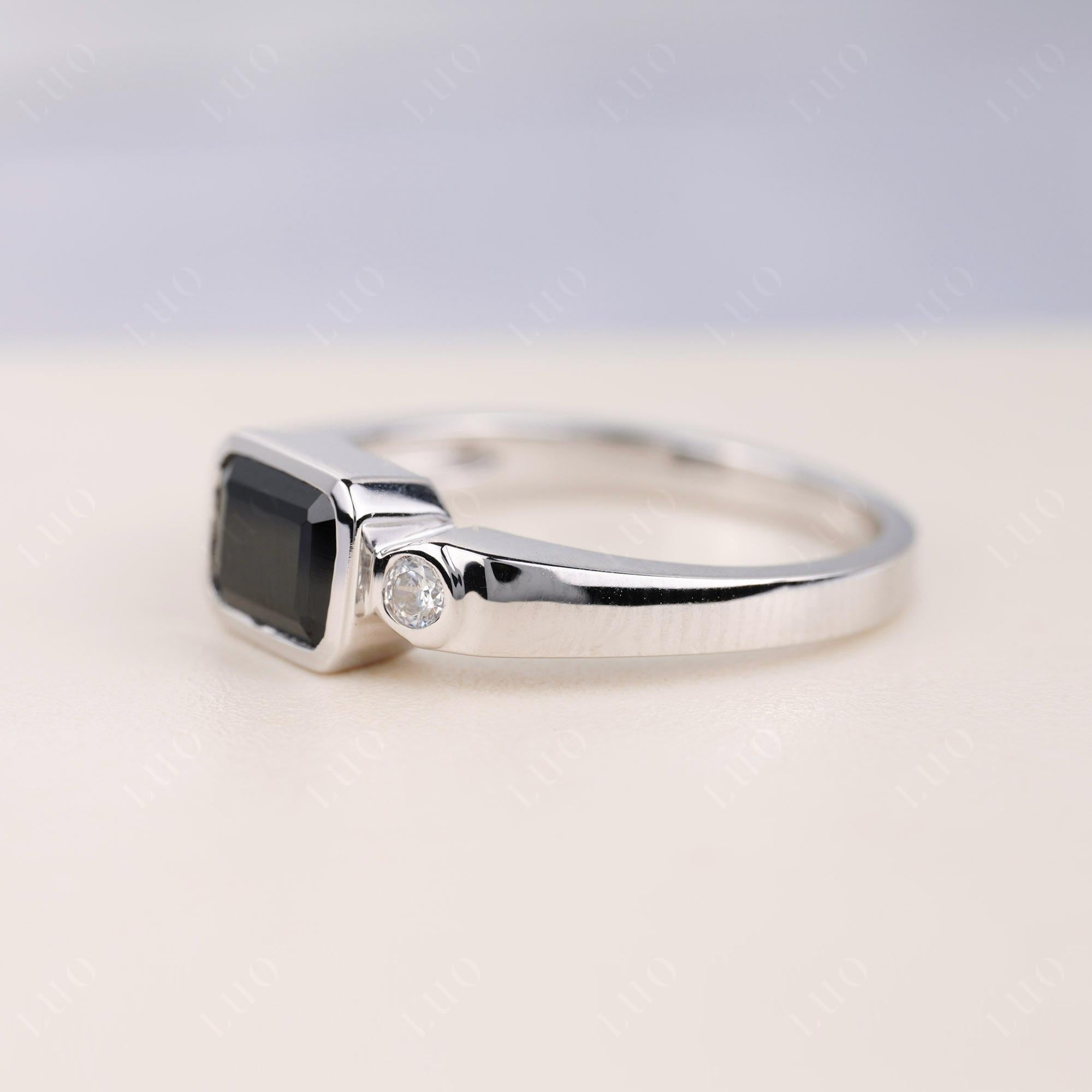 Antique Style Black Spinel East West Ring - LUO Jewelry 