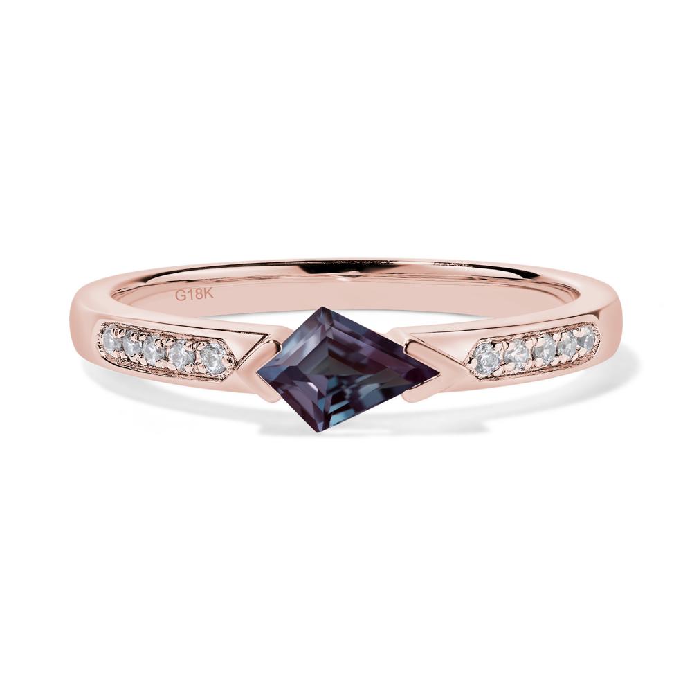 Kite Cut Lab Alexandrite Horizontal Ring - LUO Jewelry #metal_18k rose gold