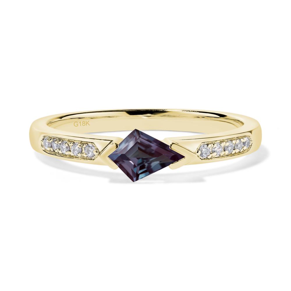 Kite Cut Lab Alexandrite Horizontal Ring - LUO Jewelry #metal_18k yellow gold