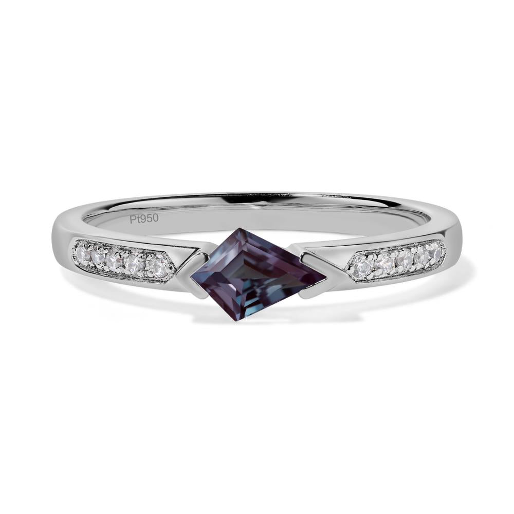Kite Cut Lab Alexandrite Horizontal Ring - LUO Jewelry #metal_platinum