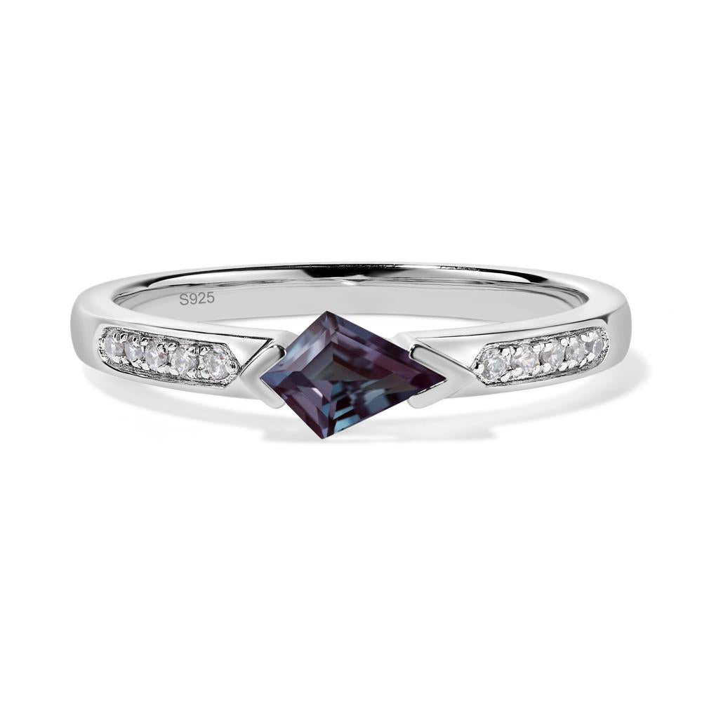Kite Cut Lab Alexandrite Horizontal Ring - LUO Jewelry #metal_sterling silver