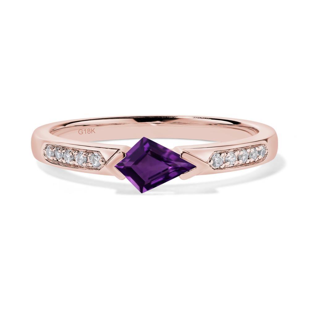 Kite Cut Amethyst Horizontal Ring - LUO Jewelry #metal_18k rose gold