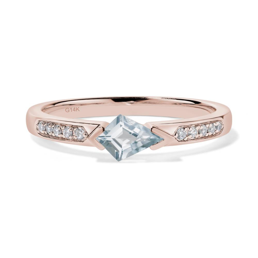 Kite Cut Aquamarine Horizontal Ring - LUO Jewelry #metal_14k rose gold