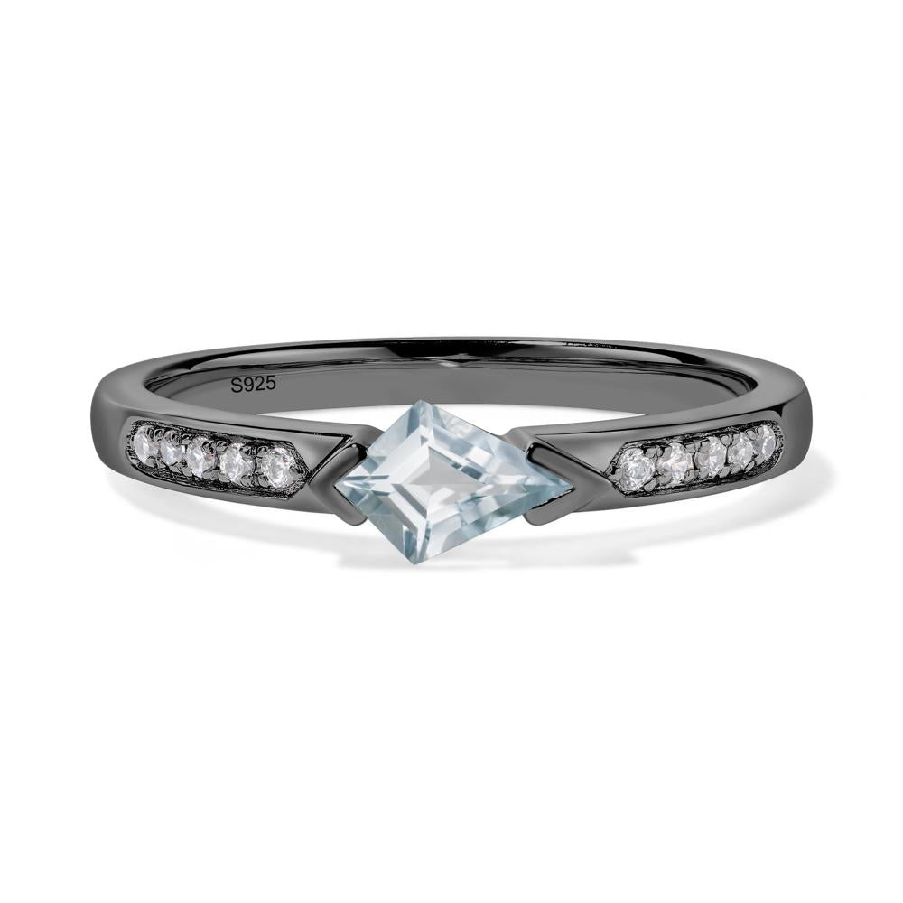 Kite Cut Aquamarine Horizontal Ring - LUO Jewelry #metal_black finish sterling silver