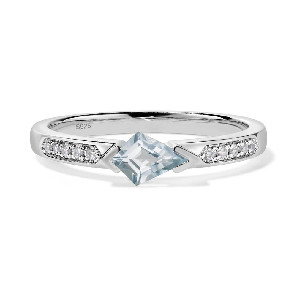 Kite Cut Aquamarine Horizontal Ring - LUO Jewelry #metal_sterling silver