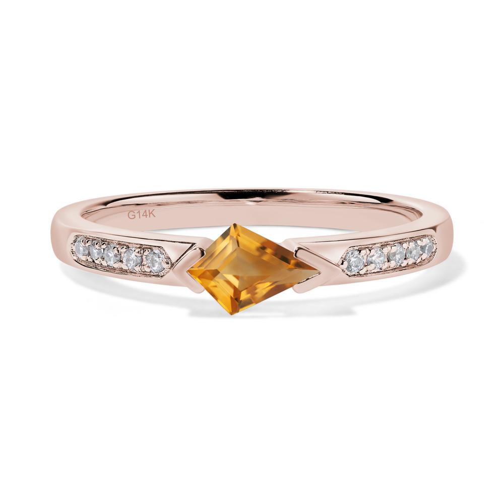 Kite Cut Citrine Horizontal Ring - LUO Jewelry #metal_14k rose gold